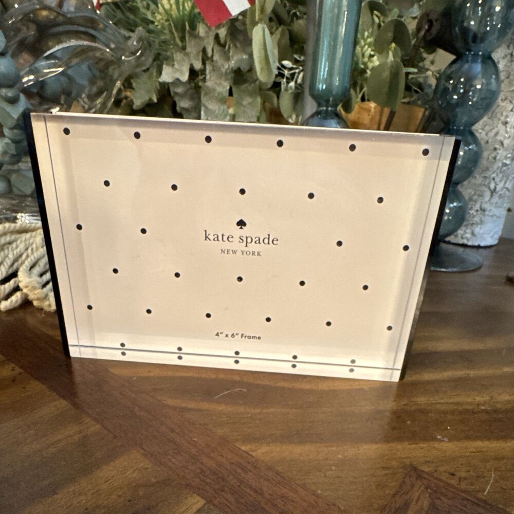 kate spade new york Black Stripe 4x6 Photo Frame Glass Wall Mounted SKU#135635